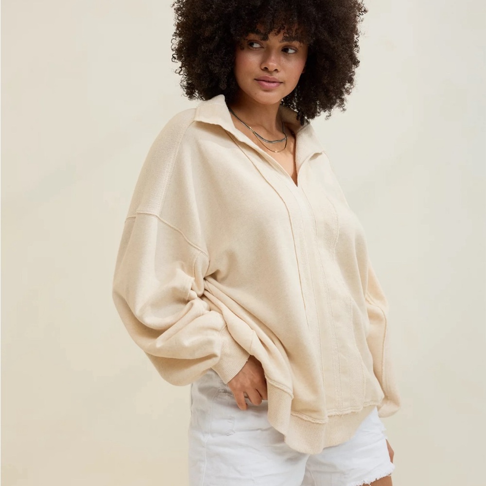 NWT Aerie Cream Knit Sweater V-Neck Size M